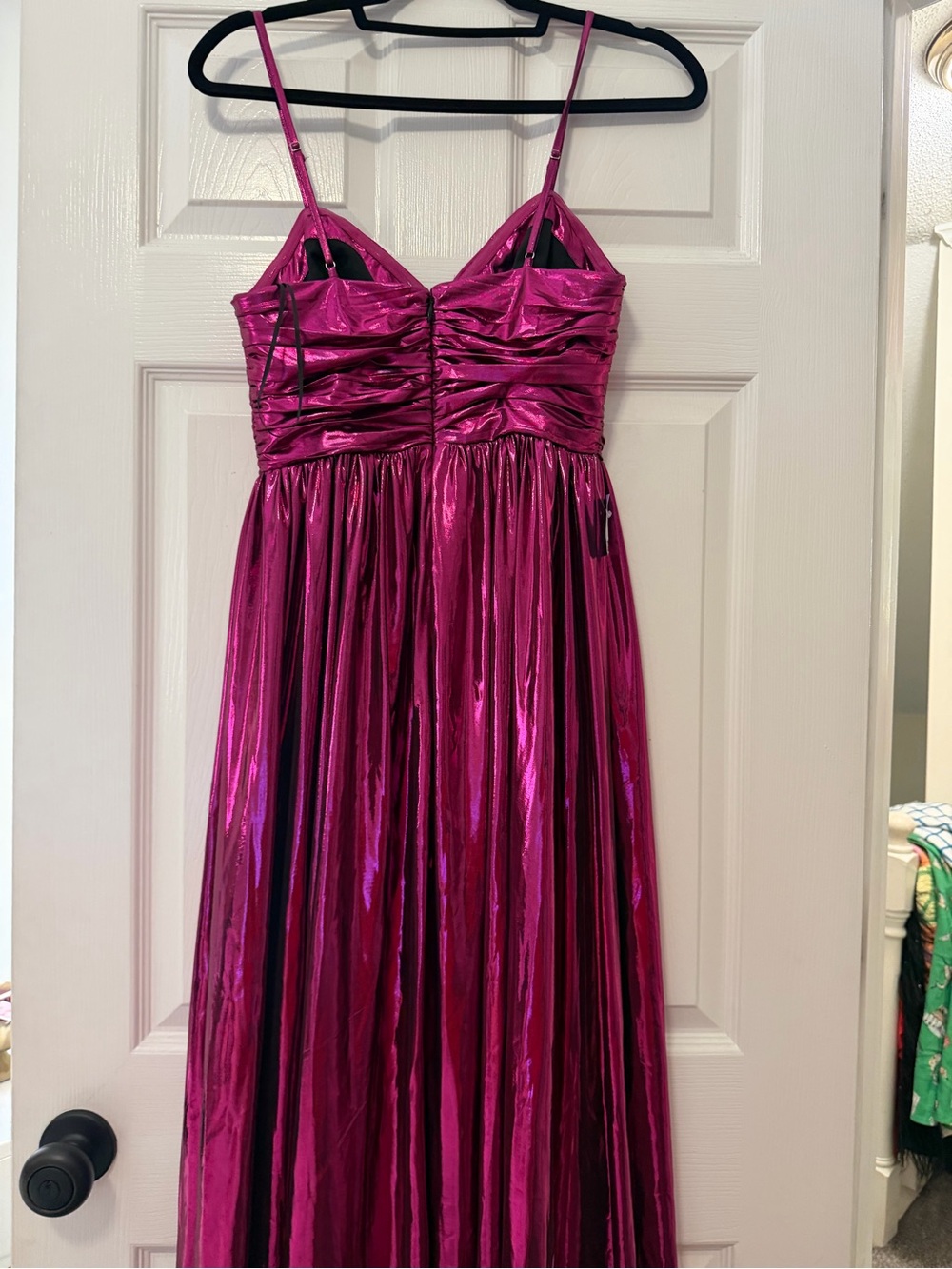 Milly Molly Shannon Metallic Fuchsia Spaghetti-Strap Maxi Dress 4 - Picture 4 of 6
